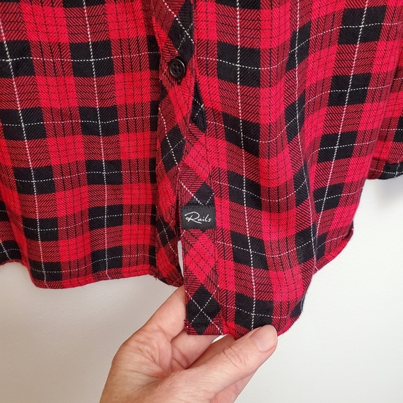 Rails Hunter button-down twill plaid shirt D - Picture 5 of 11